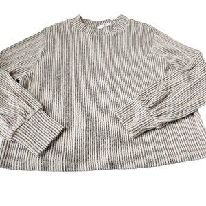 Lush Women's Size Large Gray White Jumper Top Striped